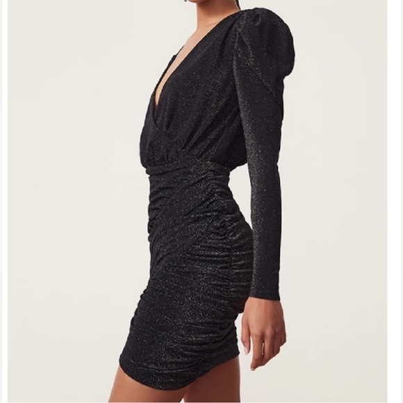 NWT Song of Style Revolve Wren Metallic Mini Dress in Black Sparkle XXS - Picture 4 of 8